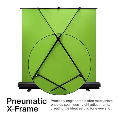[Wide Version] Pixio Green Screen Extra Large Backdrop 78" L x 78" W - Free Standing, Portable, Collapsible, Auto-Locking Green Screen Background for Photoshoots, Filming, Streaming, TikTok, Zoom