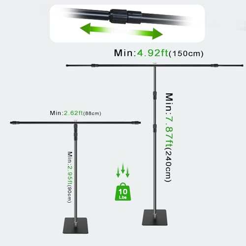 8 * 5FT Backdrop Stand, Metal Base Photo Studio Support System, Adjustable Backdrop Frame for Photography, Streaming, Wedding, Projector Screen, Tool Free Setup & Portable Carry Bag - size: 8*5FT