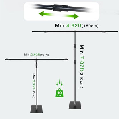 8x5 ft Adjustable Green Screen Backdrop Kit with Stand, Photo Background Support System for Video Streaming, Photography, Studio, Parties, Events - size: 5x8 ft