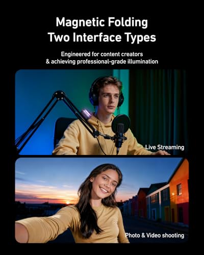TELESIN Magnetic RGB Video Light | Cold Shoe Mount for DSLR Camera Light Photography Attachment | CRI 95 & with Soft Diffuser | Portable RGB LED Camera Light | Vlogging, Streaming, Content Creator - color: RGB