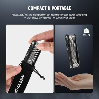NEEWER 10 in 1 Multifunctional Foldable Screwdriver Tool Set: 4 Screwdrivers, 6 Hex Keys, Pocket Tool, Compatible with SmallRig Camera Cage Rig Tripod QR Plate, UA048B Black - style: 10-in-1 Screwdrivers Tool Set(Black)