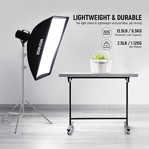 NEEWER Upgraded 75"/190cm Light Stand Stainless Steel Spring Loaded, Foldable Photography Tripod Stand with Stronger Tube Joints for Strobe Softbox LED Ring Light, Max Load 13.5lb/6.5kg, ST-190SS - style: ST-190SS