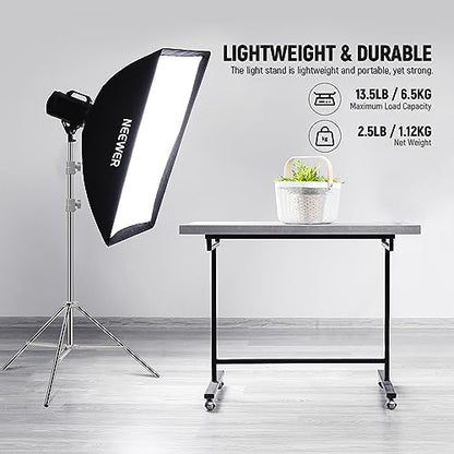 NEEWER Upgraded 75"/190cm Light Stand Stainless Steel Spring Loaded, Foldable Photography Tripod Stand with Stronger Tube Joints for Strobe Softbox LED Ring Light, Max Load 13.5lb/6.5kg, ST-190SS - style: ST-190SS