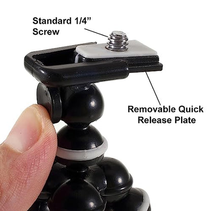 Acuvar 10" Octopus Flexible Tripod for iPhone Android and Camera with Screw Quick Release Plate Universal Phone Tripod Mount for Travel Photography Vlogging Live Streaming Content Creator Essentials - style: Tripod + Phone Holder