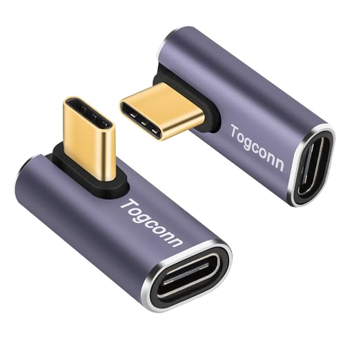 90 Degree Right Angle USB C Adapter (2 Pack), USB Type-C Male to Female Extender Connector, 40Gbps, 8K@60Hz Compatible with MacBook Pro/Air, iPhone 15/15 Pro Max, iPad Pro, Tablet, Phone, More - color: USB C Middle 90 degree, size: 2 Pack