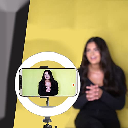 Vivitar 8 Inch LED Ring Light with Tripod Stand and Cell Phone Holder, Video Lighting for Streaming and Vlogging, USB Powered Desk Light for Live Streaming Makeup Photography Shooting, White - color: White, size: 8 Inch