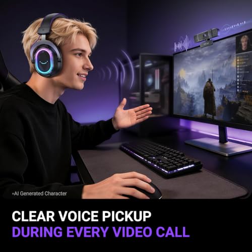 FIFINE K438 4K Resolution Webcam with Microphone | 4k Reseolution, Auto-Focus, USB Computer Camera, Built in Noise Reduction Mic, Privacy Cover, 6P Lens, 76.3° FOV, Plug & Play