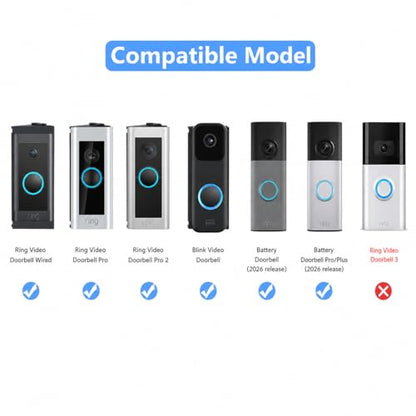 RIOVO Adjustable 30 to 55 Degree Doorbell Angle Mount Compatible with Video Doorbell Wired/Pro and Blink Video Doorbell, Replacement Angle Adjustment Adapter Mounting Bracket Wedge Kit