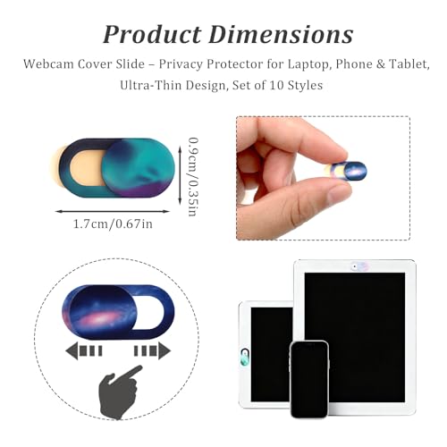 Camera Cover Slide (10-Pack) – Ultra-Thin Colorful Privacy Webcam Stickers for MacBook, iPad, Laptop & Tablet – 0.7mm Slim Protector