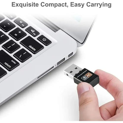 Dual-Band USB WiFi Adapter, Black - for Laptops and Desktops, Compatible with Windows, Mac, and Linux