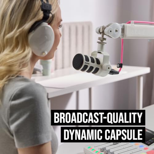 RØDE PodMic USB Dynamic Broadcast Microphone with XLR and USB Connectivity for Podcasting, Streaming and Content Creation (White) - color: PodMic USB White