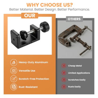 Heavy Duty C Clamp & Desk Clamp, Aluminum Alloy Table Mount with 1/4" & 3/8" Camera Tripod Adapter, Wide Jaw Design for Desk, Shelf, Camera Mount, Woodworking & Workbench (Black) - color: Black