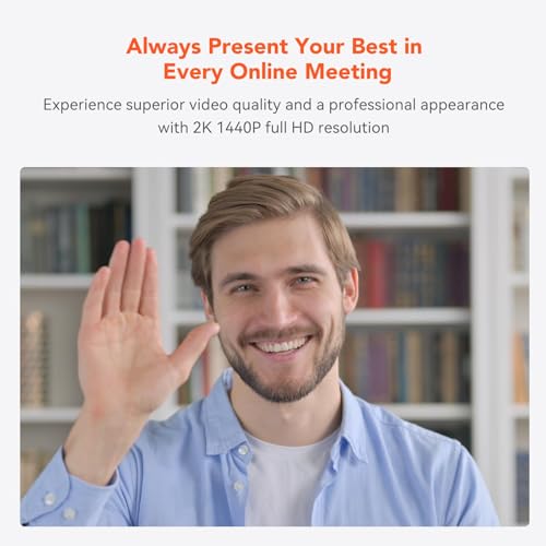 Nuroum V15AFL 2K Webcam with Ring Light for Streaming, Autofocus Webcam for PC w/Noise Cancelling Dual Mics, 1080P 60fps, 75° FOV&Lightweight, USB Web Camera Plug&Play for Zoom/Teams/OBS/Xsplit, white