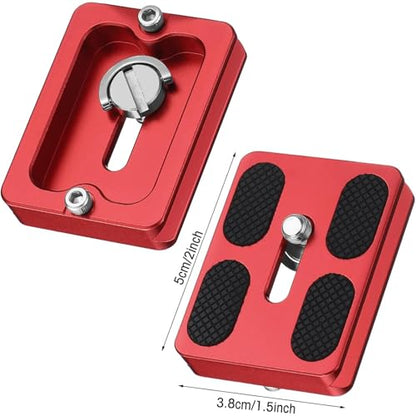 Frienda 2 Pieces Metal Quick Release Plate with 1/4''-20 Camera Screw Tripod Mount Plate Fits Standard for DSLR Camera Tripod Ball Head(Pu50,Black and Red) - color: Black and Red, style: PU50