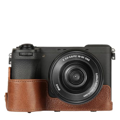 Mega Gear Genuine Leather Camera Case for Sony Alpha a6700 (16-50mm) - Stylish and Protective - Brown - color: Brown