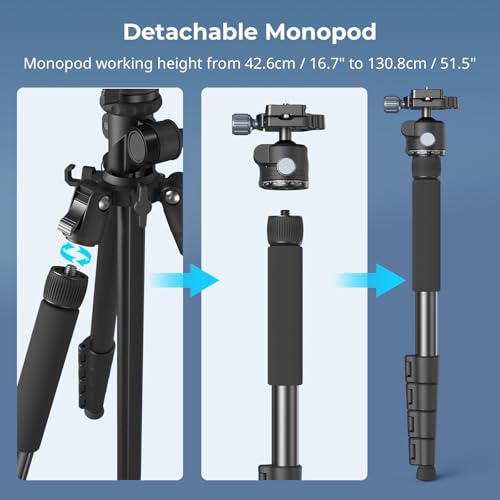 SmallRig CT25 64.5"/164cm Horizontal Overhead Tripod for iPhone & Camera, with Phone Holder & Carrying Bag, 22lb Max Load Aluminum Lightweight Camera Tripod for Overhead Shots/Live Streaming - style: 64.5" Horizontal Tripod