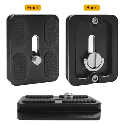 2 Pcs PU50 Tripod Quick Release Plate + 2 Pcs 1/4-3/8 Inch Screw, 50mm*38mm Camera Plates Mount with 1/4''-20 Screw, Compatible with Manfrotto Arca Swiss Benro QR Plate for DSLR Camera - size: 50 mm x 38 mm