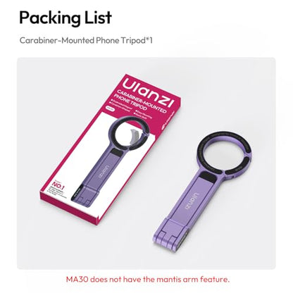 ULANZI MA30 Magnetic Phone Tripod Stand for iPhone, Aluminium Maglock Smartphone Mini Tripod Pocket Cell Phone Stand Strong Magnet Compatible with iPhone 17 16 15 14 13 12 Series, Lavender - color: Lavender