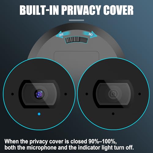 4K Webcam with Ring Light, PDAF Autofocus Streaming Camera for PC | 1080P 60FPS, Built-in Privacy Cover, Dual Omnidirectional Mics, USB Plug-and-Play for Zoom,Laptop,Conference,Meeting,Desktop