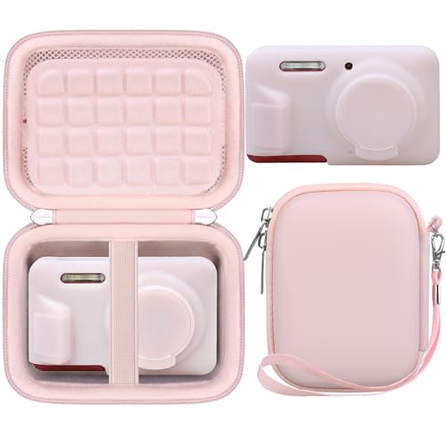 BOVKE Bundle Kit Case for KODAK PIXPRO FZ55 - Hard Carrying Storage Box with Silicone Protective Cover, Travel Holder Bag w/Soft Skin Case Sleeve Set for FZ55 Digital Camera & Accessories, Jelly Pink - color: Jelly Pink