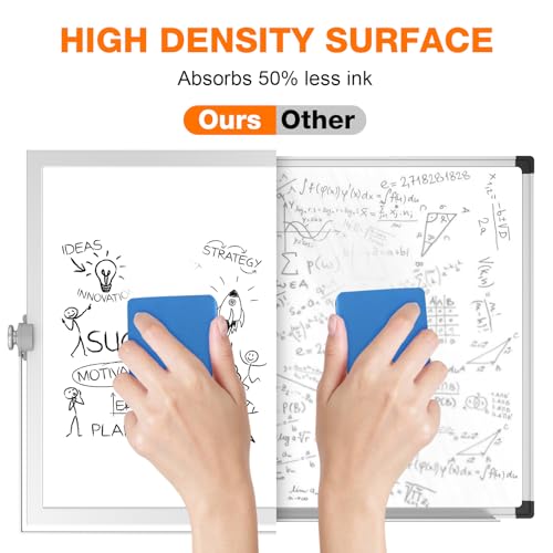 Desktop Whiteboard 16x12 Stand, Double Sided Dry Erase Board Kids | Portable with Handle, Foldable Aluminum Stand, 360° Angle, 8 Markers 4 Magnets 1 Eraser, Smooth Magnetic Surface - size: 16"W x 12"H