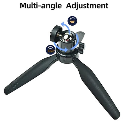 Mini Desktop Tripod Stand with 6.3 inch Universal 1/4 Screw Ballhead for Projectors, DSLR Cameras, Webcams, Smartphones, and Selfie Sticks - Black Angle Adjustable
