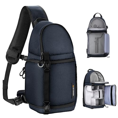 K&F CONCEPT Camera Sling Bag Crossbody Bag Camera Shoulder Backpack DSLR/SLR/Mirrorless Photography Bags Compatible with Canon/Nikon/Sony/Fuji/Gopro/DJI - color: Blue, size: Medium