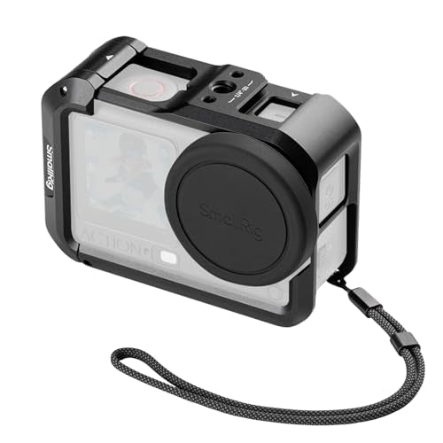 SmallRig Cage for DJI Osmo Action 6 (Advanced Edition), Aluminum Alloy Camera Cage with Cold Shoe, Wrist Strap, Lens Cover, Protective Frame with 1/4"-20 Locating Holes, Action 6 Accessories - 5887 - style: Advanced Cage