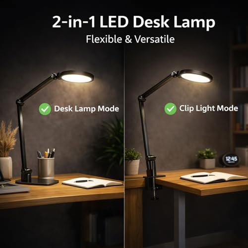 NS LED Desk Lamp for Home Office, LED Desk Light for Video Calls, Adjustable 3000K-6500K Office Lamp with Remote Control, Timer, Memory, CRI95+, Dimmable Desktop Lamp