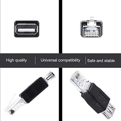 Herfair Ethernet to USB Adapter 2PCS for ADSL Modem/Router/Computer Camera/Surveillance Camera with Network Function - RJ45 LAN Internet Male to USB Female Connector