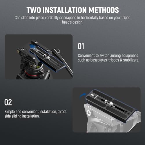 NEEWER 501PL Tripod Quick Release Plate Compatible with MVH500AH MVH502AH, 6.3"/16cm Extended Camera Mounting Plate with 1/4" 3/8" Screws, Anti Off Pin for GM001 GM002 GM006 Fluid Heads, QR6