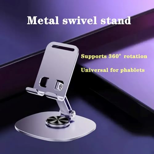 360° Rotatable Aluminum Desktop Stand – Sturdy Metal Stand for Phone & Tablet, Ideal for Live Streaming & Hands-Free Viewing (Black) - color: Black