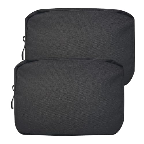 Small Makeup Bag For Purse, 2 Pack Travel Zippered Pouch, Portable Versatile Mini Organizer Toiletry Cosmetic Bag Nylon Electronics Accessories Storage Pouch For Women Men (Black) - color: Small Black