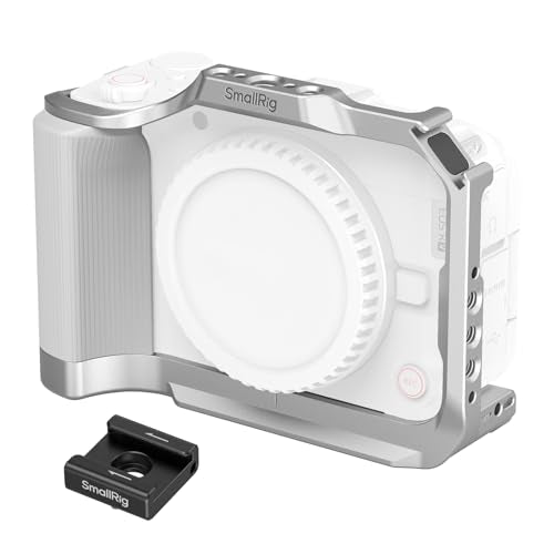 SmallRig R50 V Camera Cage for Canon R50V, Built-in Ergonomic Silicone Grip, QR Plate for Arca, 1/4"-20 Threaded Hole, 3/8"-16 Holes for ARRI, Cold Shoe, QD Sockets, Vertical Shooting(Silver)-5428 - color: Silver