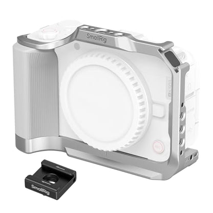 SmallRig R50 V Camera Cage for Canon R50V, Built-in Ergonomic Silicone Grip, QR Plate for Arca, 1/4"-20 Threaded Hole, 3/8"-16 Holes for ARRI, Cold Shoe, QD Sockets, Vertical Shooting(Silver)-5428 - color: Silver