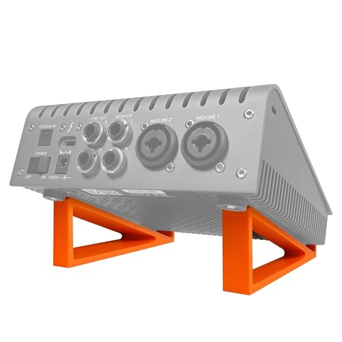 Musiin Audio Interface Stand compatible with Apollo Twin X Duo/X4,SSL2+ MK2,ID14 MK2,ID4 MK2,and more.Minimal design with solid triangle frame saves space and keep stable and professional (Orange) - color: orange color