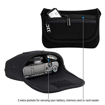 JJC Compact Camera Case Travel Pouch Sleeve for Sony RX100 VII VI VA IV Kodak Ektar H35N Pixpro FZ45 Canon SX620 SX610 & More - color: Black