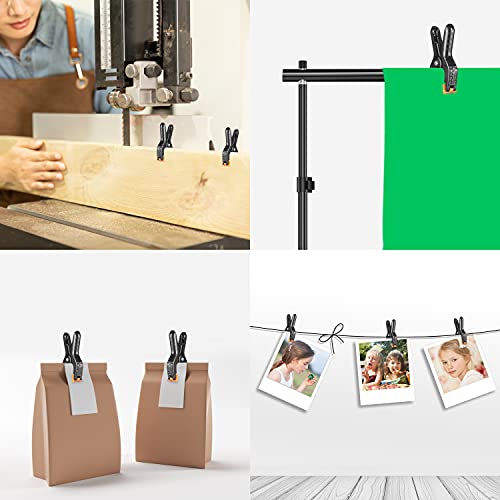 FUDESY Backdrop Clips Clamps - 14 Packs, Include 4 Heavy Duty Spring Clamps, 6 Curtain Clips Backdrop Rings, 4 Background Clips Holder for Photography Backdrop Stand, Photo Studio