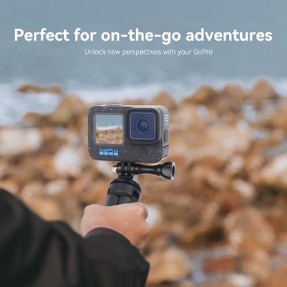 Mini Tripod with 360°Ball Head & Phone Mount, Portable Travel Tabletop Tripod, Selfie Stick Handle Grip with 1/4" Screw, Mini Vlog Tri pod for D Jl Pocket 3/Go Pro 13/iPhone/Android (SJ015)