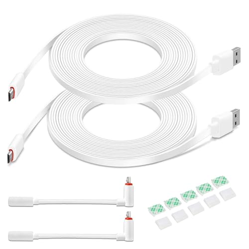 DIANMU 2Pack 10FT Flat Power Extension Cable for Wyze Cam v4/v3/OG/v3 Pro/Pan V3, Blink Mini, Ring Indoor, Kasa Indoor, Blink Mini Pan, Charging Power Cord for Security Camera (Not Type-C) - size: 10 FT