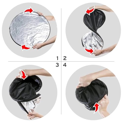 2-in-1 Photo Reflector Fill Light Soft Light Collapsible Reflector 12" 30cm for Photography Photo Studio Lighting - Silver, Gold