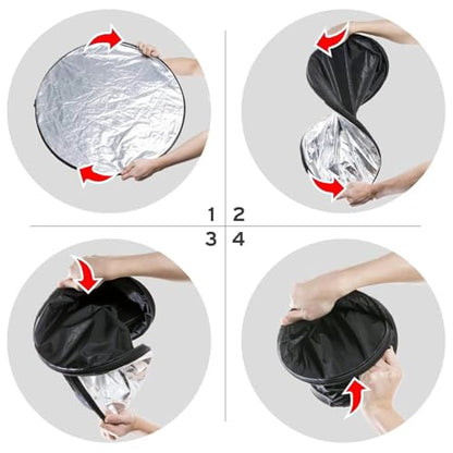 2-in-1 Photo Reflector Fill Light Soft Light Collapsible Reflector 12" 30cm for Photography Photo Studio Lighting - Silver, Gold