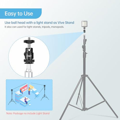 UTEBIT 2 Pack Universal 1/4" Swivel Mini Ball Head Screw Tripod Mount | 360° Rotating Mount Base Adapter 1/4" Camera Hot Shoe Mount for DSLR Cameras Vive Tripods Monopods Camcorder Light Stand - size: 12MM BALL-2PACK