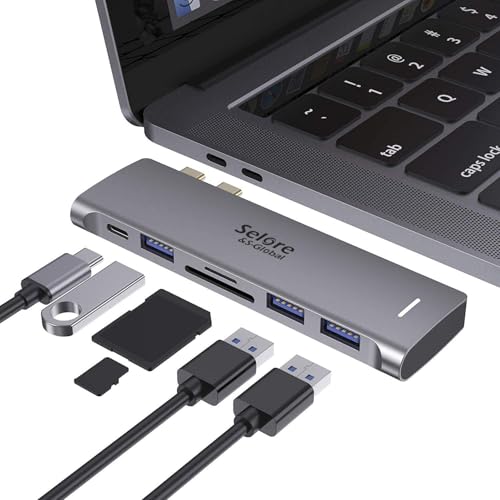 USB C Adapter for MacBook Pro/Air M1 M2 M3 2021 2020 2019 13" 15" 16", 6 in 1 USB-C Hub MacBook Pro Accessories with 3 USB 3.0 Ports,USB C to microSD/SD Card Reader and 100W Thunderbolt 3 PD Port - color: Grey, size: 6-in-2