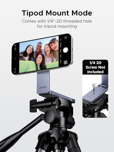 UGREEN for Magsafe Tripod 360° Rotating Adjustable Magnetic Phone Stand for 1/4'' Screw Port Compatibility with iPhone 17 16 15 14 13 12 Pro Max Air, Cell Phone StandTravel Essentials Accessories