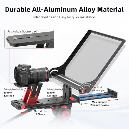 Desview P15 Teleprompter 15 inch Professional Prompter with HD Glass & Adjustable Mirror Compatible with DSLR Cameras Smartphones Tablets for Video Recording Live Streaming - size: P15 Teleprompter