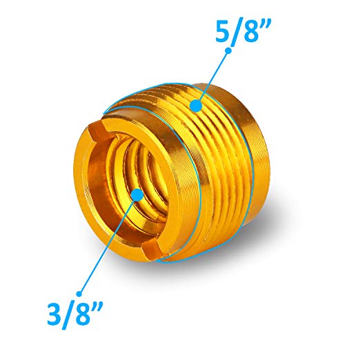 2 PCS Gold Colour Adapter for HyperX QuadCast Mic, Blue Yeti, Rode, Razer, Shure and Most USB Microphone, Shock Mount, Boom Arm Screw Thread Adapter 5/8" Male to 3/8" Female Screw Adapter by YOUSHARES - color: 2PCS