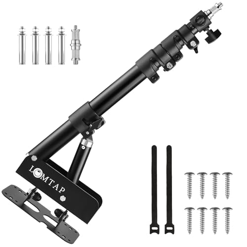 LOMTAP Ring Light Wall Mount Adjustable 45.7" Boom Arm Stand for Photography Lighting Studio, Camera Triangle Wall Mount, Sturdy Alloy Support for Salon, Tatto Light, Barber Shop, Strobe