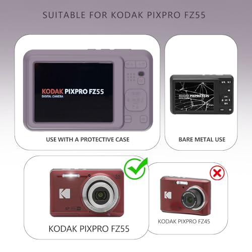 Case for Kodak PIXPRO FZ55,FZ55 accessories,Soft Silicone Protective Case,Comes with 2 Screen Protectors and 1 Wrist Strap - Rose grey - color: Rose grey
