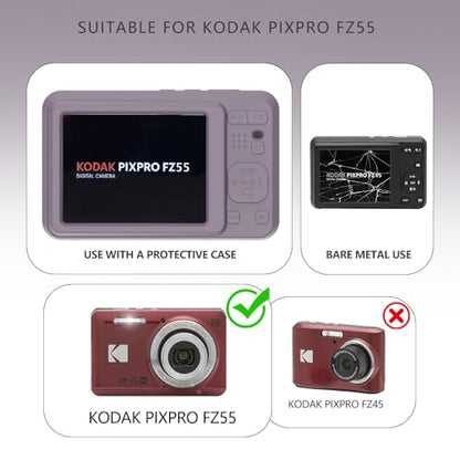 Case for Kodak PIXPRO FZ55,FZ55 accessories,Soft Silicone Protective Case,Comes with 2 Screen Protectors and 1 Wrist Strap - Rose grey - color: Rose grey